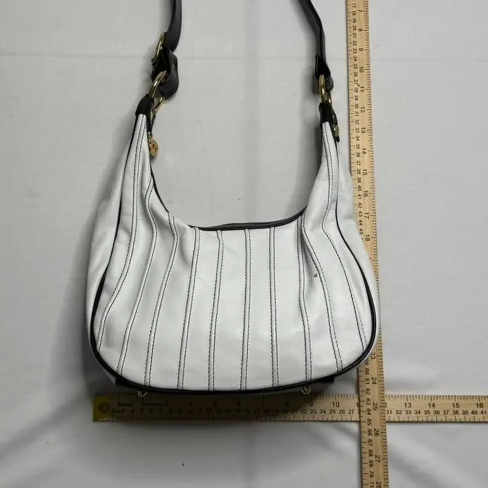 Marino Orlandi White Vintage Genuine Leather Hobo Designer Bag Made In Italy